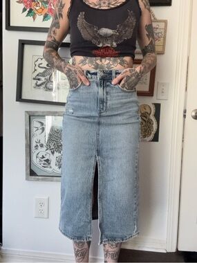 nectar denim midi skirt